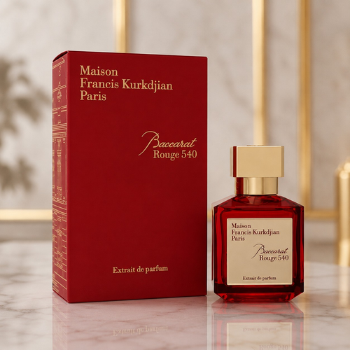 Maison Francis Kurkdjian Baccarat Rouge 540 Extrait de Parfum red bottle and presentation box